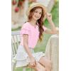 Arshiner Girls Ruffle Short Sleeve T Shirts Cute Little V Neck Tops Kids Summer Casual Blouses Clothes 5-12 Years(Pink)