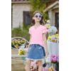 Arshiner Girls Ruffle Short Sleeve T Shirts Cute Little V Neck Tops Kids Summer Casual Blouses Clothes 5-12 Years(Pink)