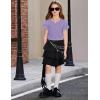 Arshiner Girls Ruffle Short Sleeve T Shirts Cute Little V Neck Tops Kids Summer Casual Blouses Clothes 5-12 Years(Purple)