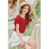 Arshiner Girls Ruffle Short Sleeve T Shirts Cute Little V Neck Tops Kids Summer Casual Blouses Clothes 5-12 Years(Red)