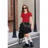 Arshiner Girls Ruffle Short Sleeve T Shirts Cute Little V Neck Tops Kids Summer Casual Blouses Clothes 5-12 Years(Red)
