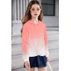 Arshiner Hoodies for Teen Girls Twist Front Tie Dye Hooded Sweatshirt Casual Long Sleeve Tops Clothes for 5-13 Years(Coral White)