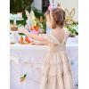 Arshiner Toddler Girls Dress Ruffle High-Low Hem Smocked Dresses Summer Beach Butterfly Sundress with Pocket(Beige)