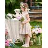 Arshiner Toddler Girls Dress Ruffle High-Low Hem Smocked Dresses Summer Beach Butterfly Sundress with Pocket(Beige)