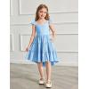 Arshiner Toddler Girls Dress Ruffle High-Low Hem Smocked Dresses Summer Beach Butterfly Sundress with Pocket(Blue)