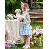 Arshiner Toddler Girls Dress Ruffle High-Low Hem Smocked Dresses Summer Beach Butterfly Sundress with Pocket(Blue Floral)