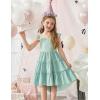 Arshiner Toddler Girls Dress Ruffle High-Low Hem Smocked Dresses Summer Beach Butterfly Sundress with Pocket(Green)