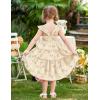 Arshiner Toddler Girls Dress Ruffle High-Low Hem Smocked Dresses Summer Beach Butterfly Sundress with Pocket(Khaki Floral)