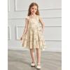 Arshiner Toddler Girls Dress Ruffle High-Low Hem Smocked Dresses Summer Beach Butterfly Sundress with Pocket(Khaki Floral)