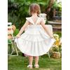 Arshiner Toddler Girls Dress Ruffle High-Low Hem Smocked Dresses Summer Beach Butterfly Sundress with Pocket(White)
