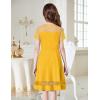 Arshiner Tween Girls Dress Formal Contrast Mesh Short Sleeve A Line Party Dresses with Pockets for 5-12 Years(Yellow)