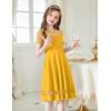 Arshiner Tween Girls Dress Formal Contrast Mesh Short Sleeve A Line Party Dresses with Pockets for 5-12 Years(Yellow)