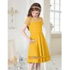 Arshiner Tween Girls Dress Formal Contrast Mesh Short Sleeve A Line Party Dresses with Pockets for 5-12 Years(Yellow)