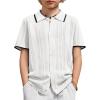 Arshiner Boys Button Down Shirt Short Sleeve Knit Shirt Summer Vintage Fashion Casual Beach Shirts for Kids 3-14 Years(White)