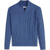 Arshiner Boy’s Cable Knitted Sweater Half Zip Lightweight Casual Pullovers for Kids 3-12 Years(Cable Navy Blue)