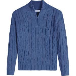 Arshiner Boy’s Cable Knitted Sweater Half Zip Lightweight Casual Pullovers for Kids 3-12 Years(Cable Navy Blue)