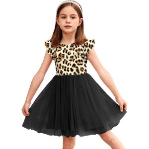 Arshiner Toddler Tutu Dress Little Girls Fluffy Summer Dresses Casual Party Tulle Sundress for Kids 2-6Y(Black+leopard)