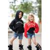Arshiner Girls Cropped Sweatshirt Long Sleeve Shirts High Low Hem Crop Tops for Teens Kids Hoodies with Cami 5-14 Years(Red & Black)