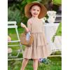 Arshiner Girls Spaghetti Strap Dress Toddler Summer Dresses Kids Beach Casual Sundresses with Pockets for 1-7t(Beige)