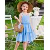 Arshiner Girls Spaghetti Strap Dress Toddler Summer Dresses Kids Beach Casual Sundresses with Pockets for 1-7t(Blue)