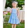 Arshiner Girls Spaghetti Strap Dress Toddler Summer Dresses Kids Beach Casual Sundresses with Pockets for 1-7t(Blue)