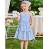 Arshiner Girls Spaghetti Strap Dress Toddler Summer Dresses Kids Beach Casual Sundresses with Pockets for 1-7t(Blue White Floral)