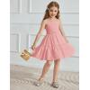 Arshiner Girls Spaghetti Strap Dress Toddler Summer Dresses Kids Beach Casual Sundresses with Pockets for 1-7t(Pink)