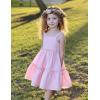 Arshiner Girls Spaghetti Strap Dress Toddler Summer Dresses Kids Beach Casual Sundresses with Pockets for 1-7t(Pink)