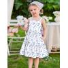 Arshiner Girls Spaghetti Strap Dress Toddler Summer Dresses Kids Beach Casual Sundresses with Pockets for 1-7t(White Blue Floral)