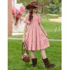 Arshiner Girls Summer Dress Tween Boho Casual Smocked Swing Flowy Ruffle Midi Dresses with Pockets(Light Pink)