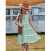 Arshiner Girls Summer Sleeveless Bow-Tie Straps Sundress Flowy Smocked Backless Tiered Lace Swing Midi Dress with Pockets(Light Green)