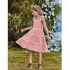 Arshiner Girls Summer Sleeveless Bow-Tie Straps Sundress Flowy Smocked Backless Tiered Lace Swing Midi Dress with Pockets(Light Pink)