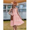 Arshiner Girls Summer Sleeveless Bow-Tie Straps Sundress Flowy Smocked Backless Tiered Lace Swing Midi Dress with Pockets(Light Pink)