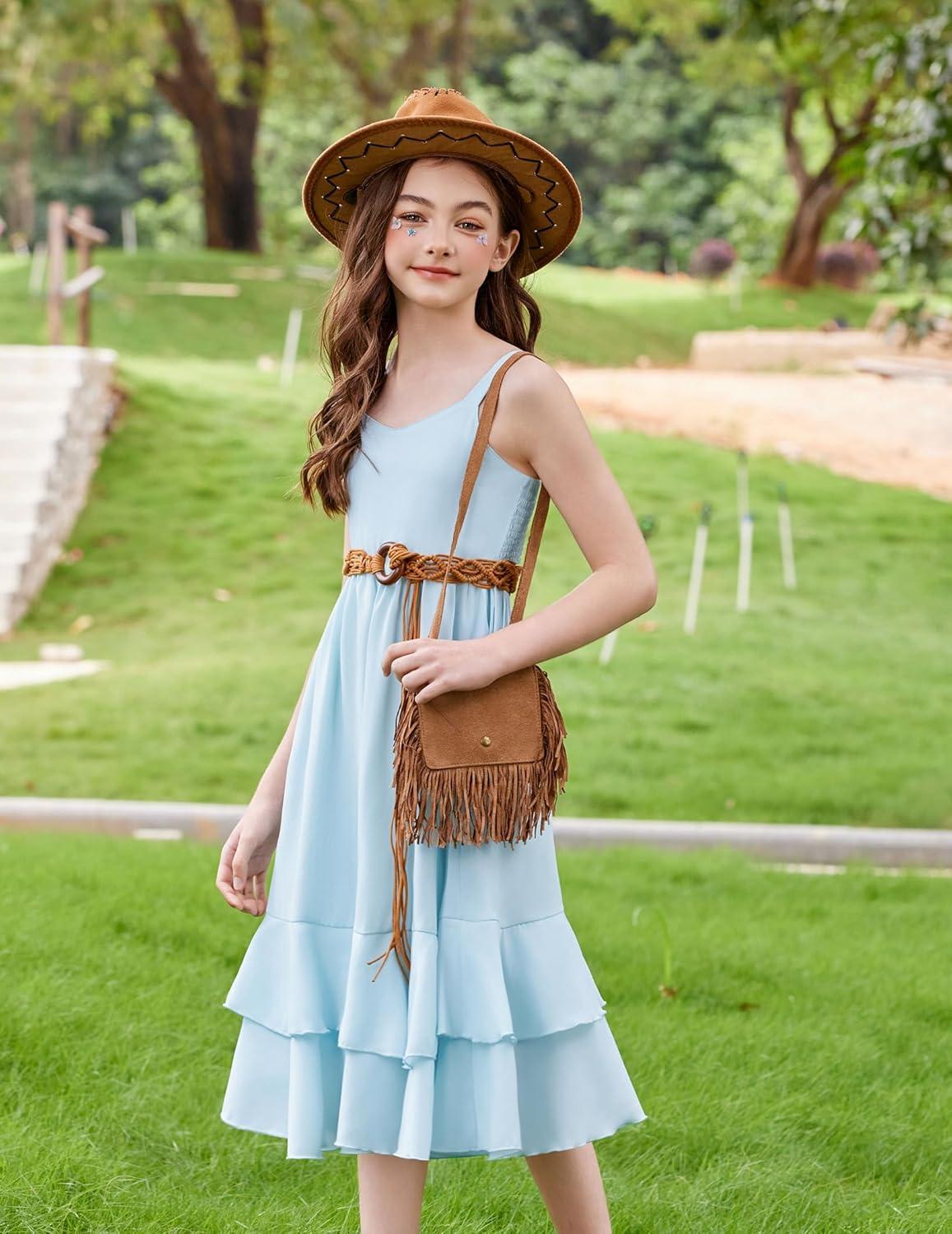 image:imageArshiner Girls Cami Summer Dress Casual Sleeveless Sundress with Pockets for 514 YLight Blue