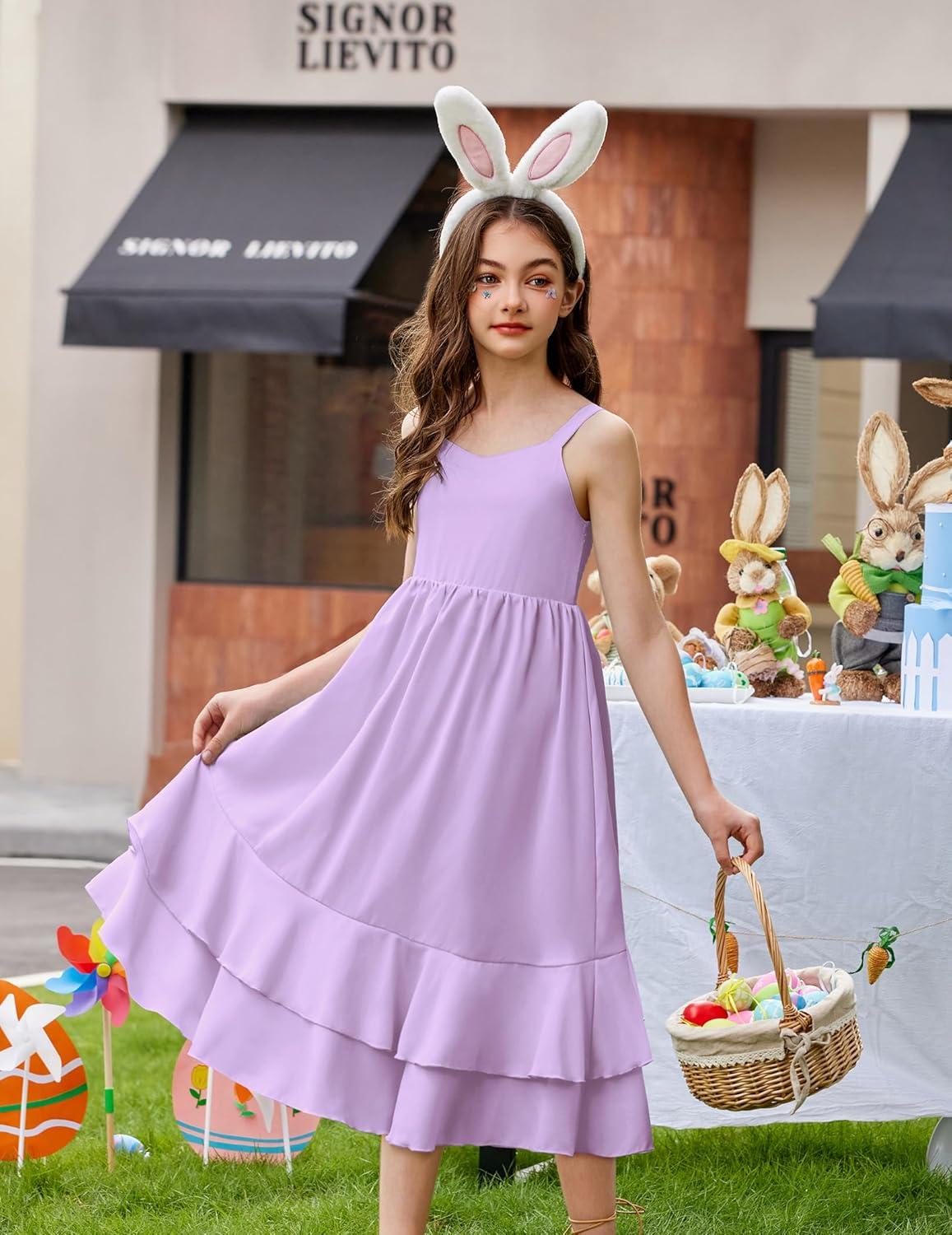 image:imageArshiner Girls Cami Summer Dress Casual Sleeveless Sundress with Pockets for 514 YLight Purple