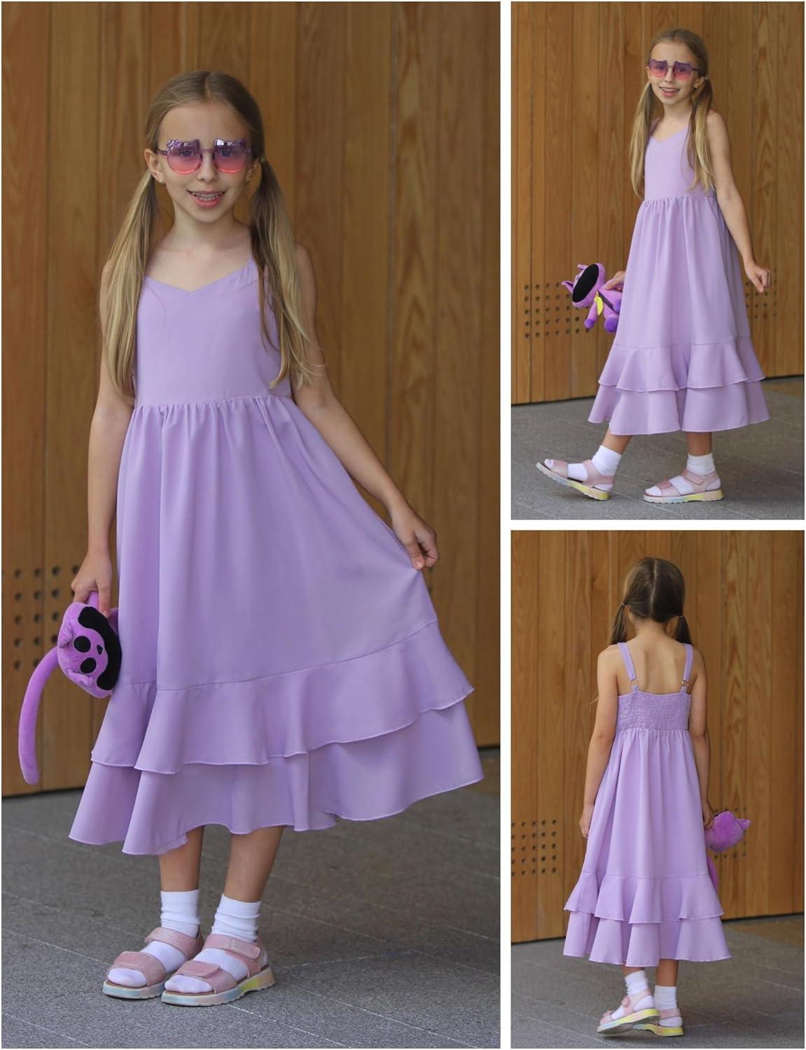 image:imageArshiner Girls Cami Summer Dress Casual Sleeveless Sundress with Pockets for 514 YLight Purple
