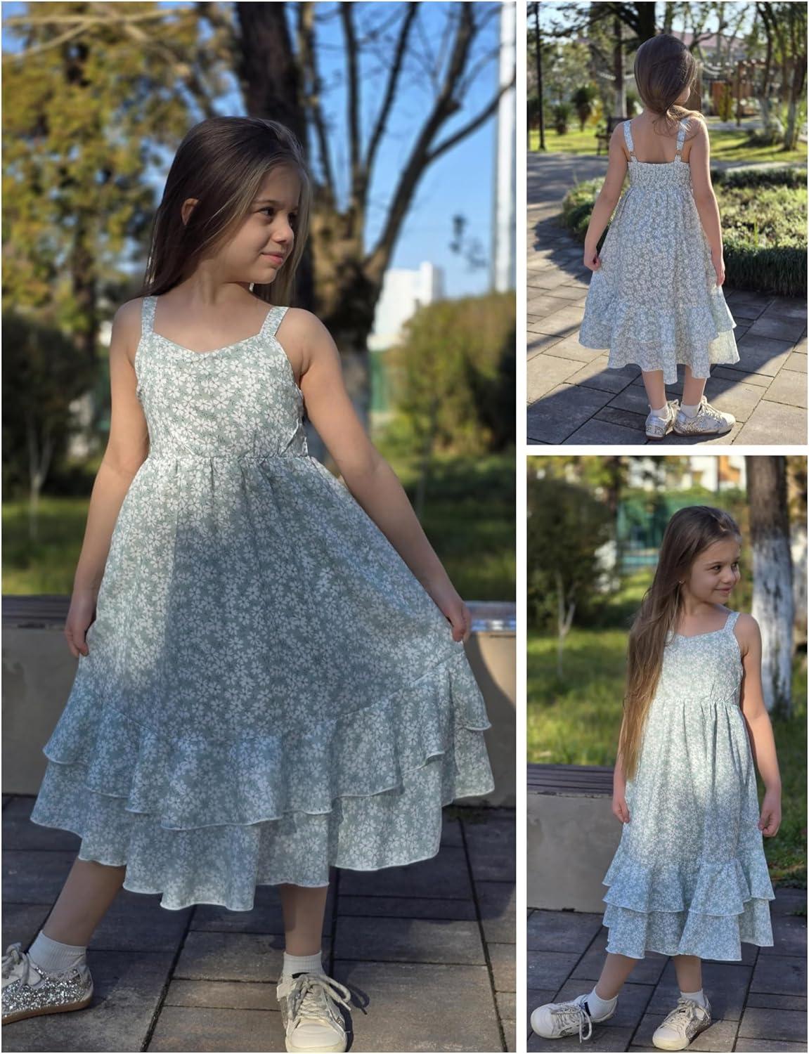 image:imageArshiner Girls Cami Summer Dress Casual Sleeveless Sundress with Pockets for 514 YWhite Floral