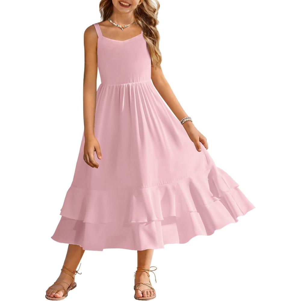 image:imageArshiner Girls Cami Summer Dress Casual Sleeveless Sundress with Pockets for 514 YLight Pink