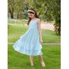 Arshiner Girls Cami Summer Dress Casual Sleeveless Sundress with Pockets for 5-14 Y(Light Blue)