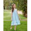 Arshiner Girls Cami Summer Dress Casual Sleeveless Sundress with Pockets for 5-14 Y(Light Blue)