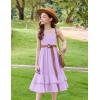 Arshiner Girls Cami Summer Dress Casual Sleeveless Sundress with Pockets for 5-14 Y(Light Purple)