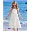 Arshiner Girls Cami Summer Dress Casual Sleeveless Sundress with Pockets for 5-14 Y(White)