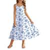 Arshiner Girls Cami Summer Dress Casual Sleeveless Sundress with Pockets for 5-14 Y(Blue Floral)