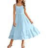 Arshiner Girls Cami Summer Dress Casual Sleeveless Sundress with Pockets for 5-14 Y(Light Blue)
