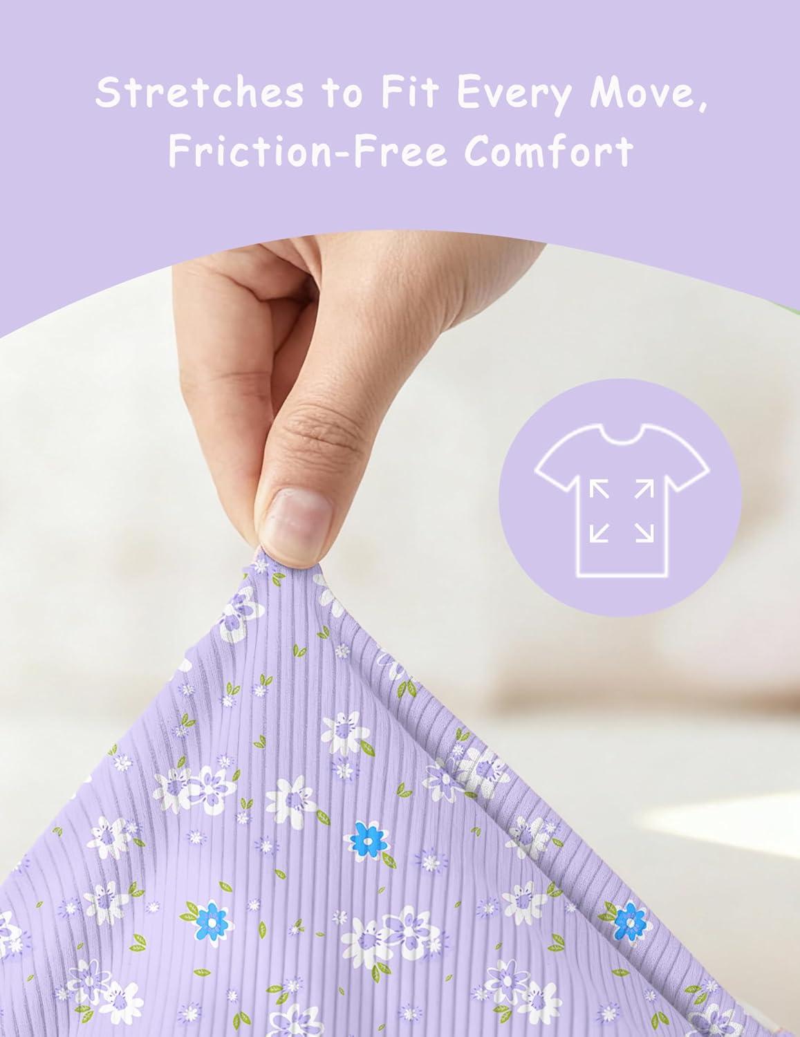 image:imageArshiner Girls Pajamas Cute Lettuce Loungewear Snug Fit Pjs Set Kid Summer SleepwearLight Purple Flowers