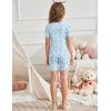 Arshiner Girls Pajamas Cute Lettuce Loungewear Snug Fit Pjs Set Kid Summer Sleepwear(Blue Flowers)