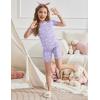 Arshiner Girls Pajamas Cute Lettuce Loungewear Snug Fit Pjs Set Kid Summer Sleepwear(Light Purple Flowers)