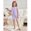 Arshiner Girls Pajamas Cute Lettuce Loungewear Snug Fit Pjs Set Kid Summer Sleepwear(Lilac)