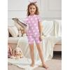 Arshiner Girls Pajamas Cute Lettuce Loungewear Snug Fit Pjs Set Kid Summer Sleepwear(Lilac Flowers)