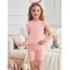 Arshiner Girls Pajamas Cute Lettuce Loungewear Snug Fit Pjs Set Kid Summer Sleepwear(Pink)